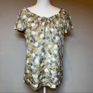 Banana Republic Honeycomb Short Sleeve Silk Top Size Medium